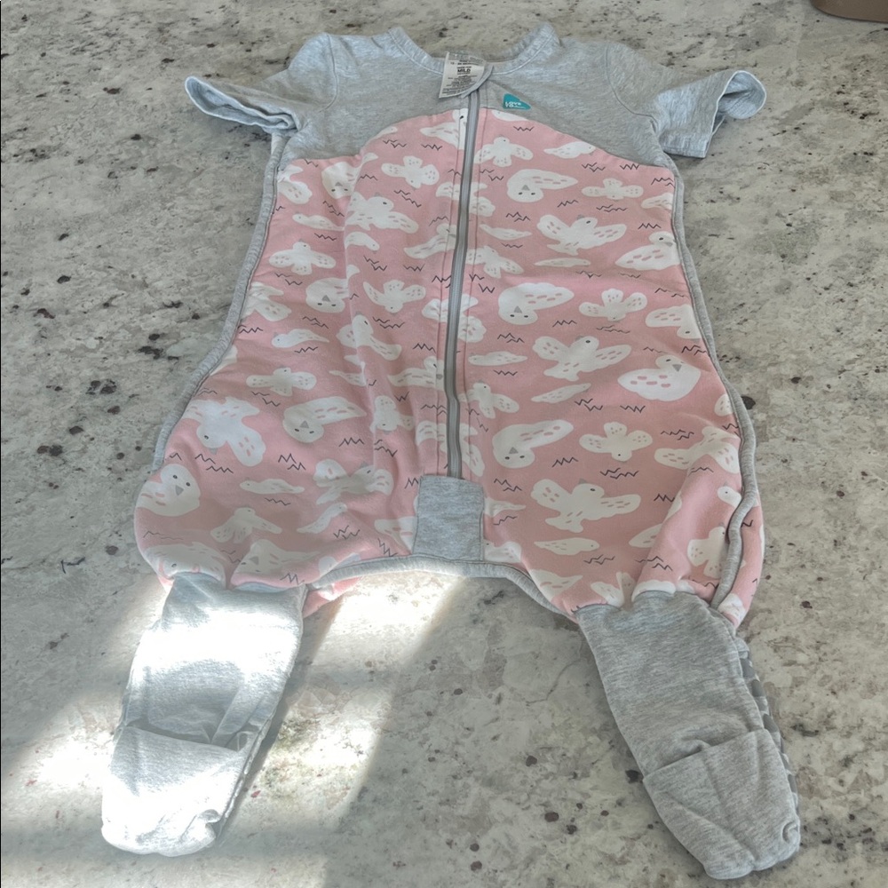 Love to Dream Gray and Pink Sleep Suit with Heart Detail